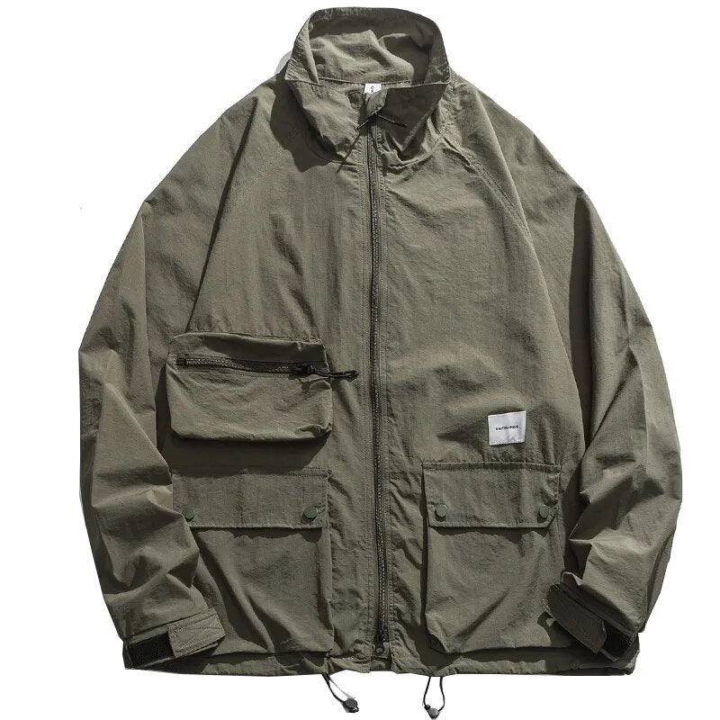 Spring Autumn Fashion Workwear Jacket Men'S Clothing Japanese Streetwear High Quality Stand-Up Collar Outerwear Harajuku Coat