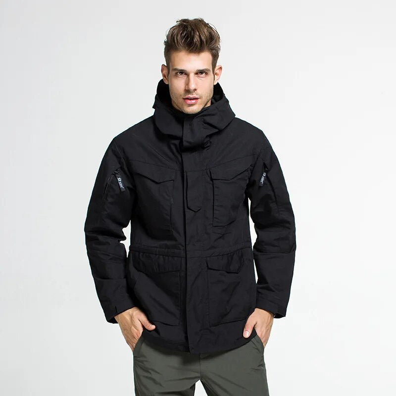 Military Camouflage Jacket Men Spring Autumn Army Field Tactical Windbreaker Waterproof Jacket Trench Hooded Coat Men's Clothing