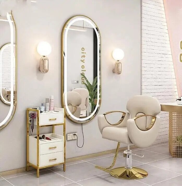 New luxury hydraulic tilting salon chair golden barber chair furniture