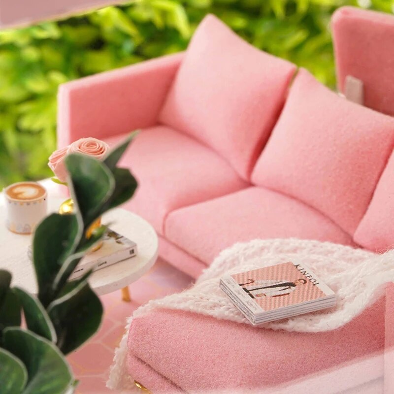 CUTEBEE DIY Doll House Wooden Doll Houses Miniature Dollhouse Furniture Kit with LED Toys for children Christmas Gift QL03