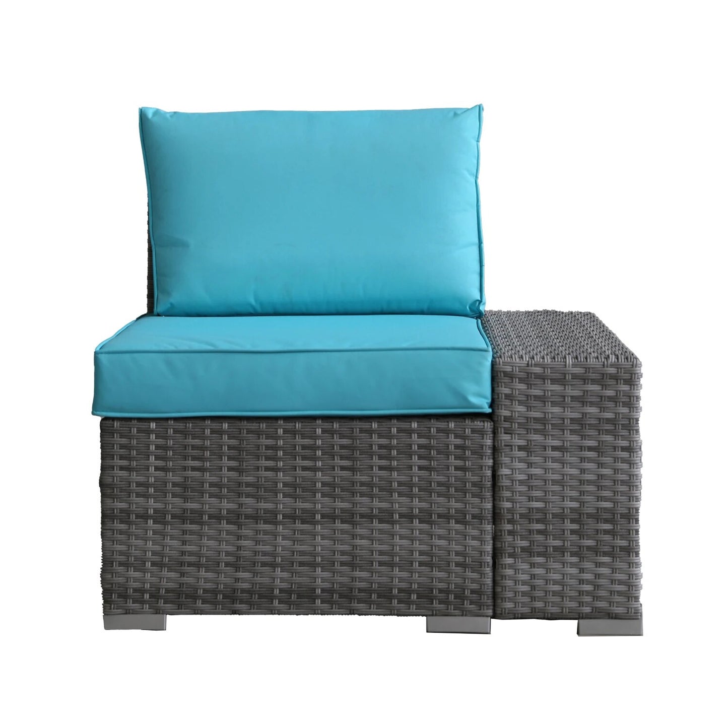 Oval Shape Outdoor Patio PE Rattan Wicker Furniture 6 Pcs Set Sectional 2 Middle+2 Armrest+1 Corner Sofa+1 Tea Table[US-W]