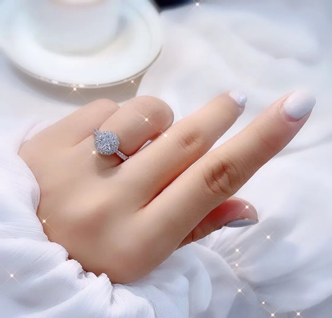 18k White Gold Real Natural Diamond Engagement Ring 1.00carat I color SI 2 with side real diamond 0.483carat Gift For Lady