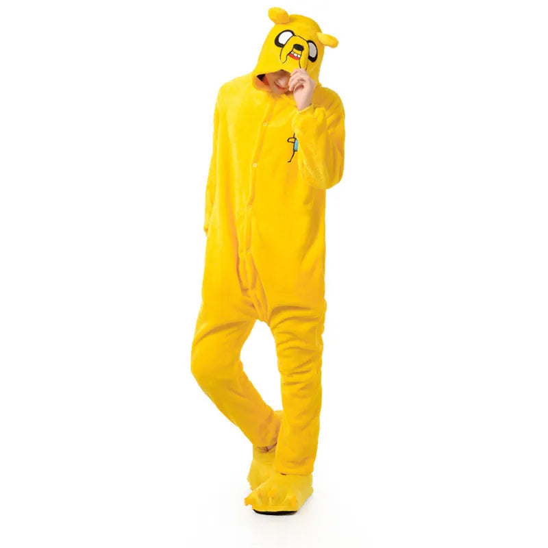 Jake Onesie Kigurumis  Yellow Dog Pajama Women Adult Soft Warm Sleepwear Festival Party Outfit  Winter Funny Cartoon Jumpsuit