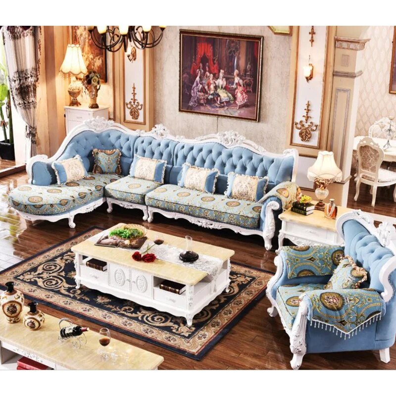 high quality  European  antique living room sofa furniture genuine leather set xhs0010