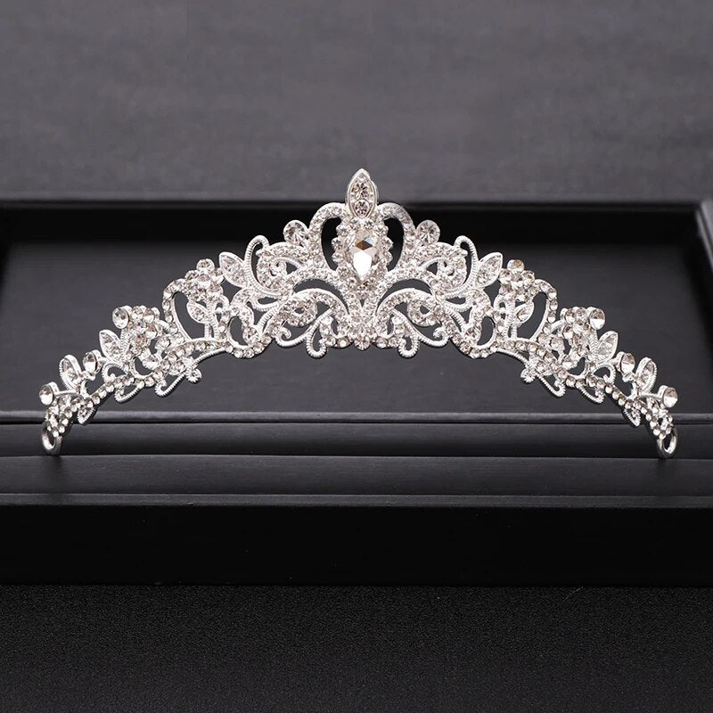 Trendy Bridal Crown Tiara Wedding Hair Accessories Silver Color Crystal Princess Crowns Bridal Headpiece Women Hair Jewelry