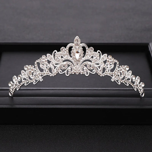 Trendy Bridal Crown Tiara Wedding Hair Accessories Silver Color Crystal Princess Crowns Bridal Headpiece Women Hair Jewelry