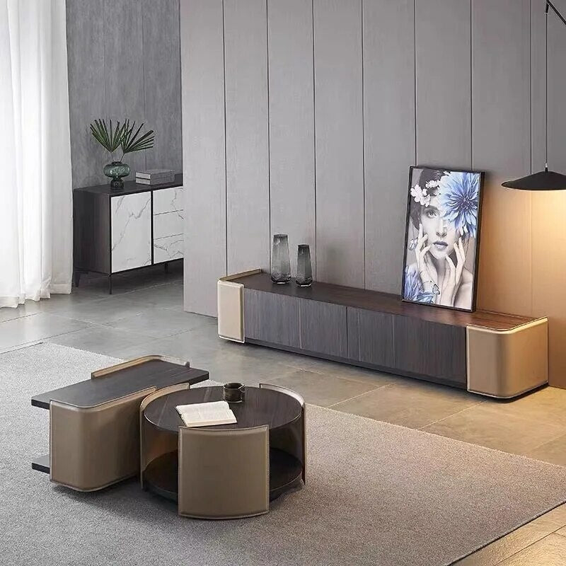Tea table TV cabinet combination living room furniture Italian minimalist tea table TV cabinet