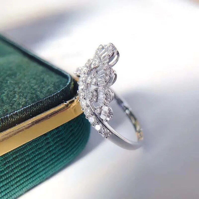 18k white gold 0.7ct Natural Real Diamond Ring Engagement&Wedding Jewellery have certificate M-061