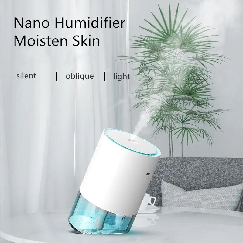 Large Capacity Oblique Humidifier Portable 1200mah Battery Rechargeable USB Ultrasonic Aroma Diffuser Air Humidifier for Home