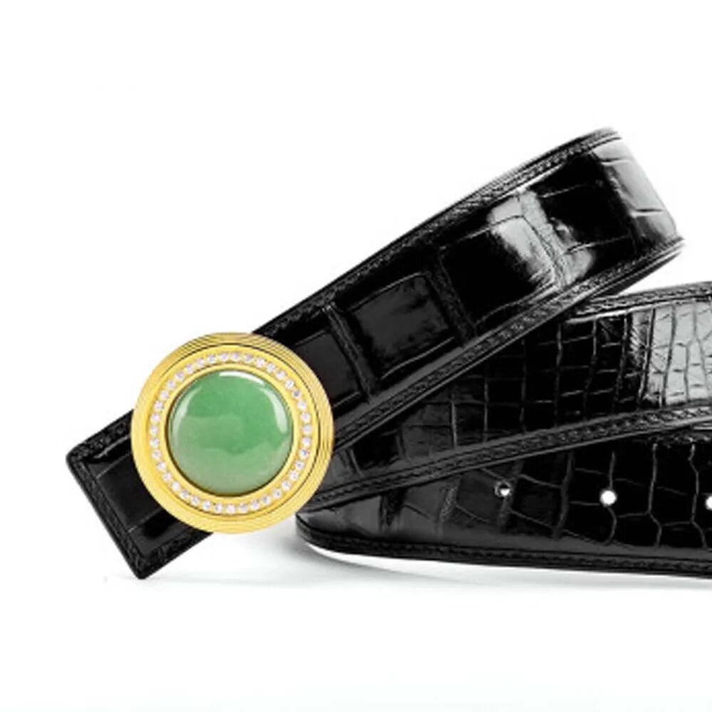 Menggeka Thai crocodile leather belt men stainless steel buckle and jade buckle men belt male crocodile belt