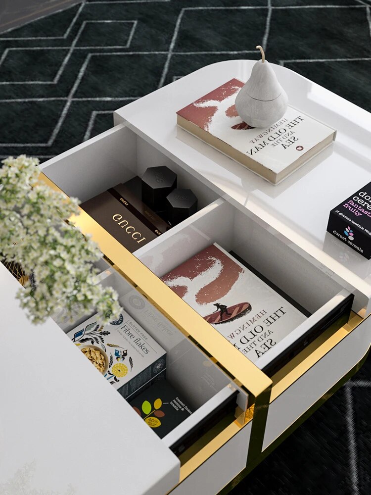 Light luxury Nordic tea table TV cabinet combination set living room modern simple multifunctional marble small house furniture