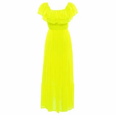 2023 slash neck ruffles bohemian chiffon full dress,girl long dress vestido de festa,Summer  women dresses - KAISERINC