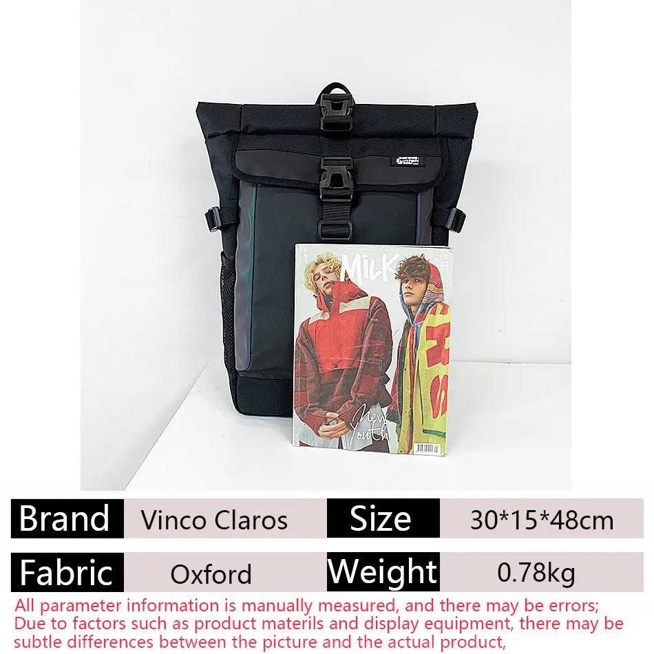 Trend Cool Men's Reflective Backpack Large Capacity Waterproof Travel Backpacks Fashion School Backpack for Teenager Big Bag Men