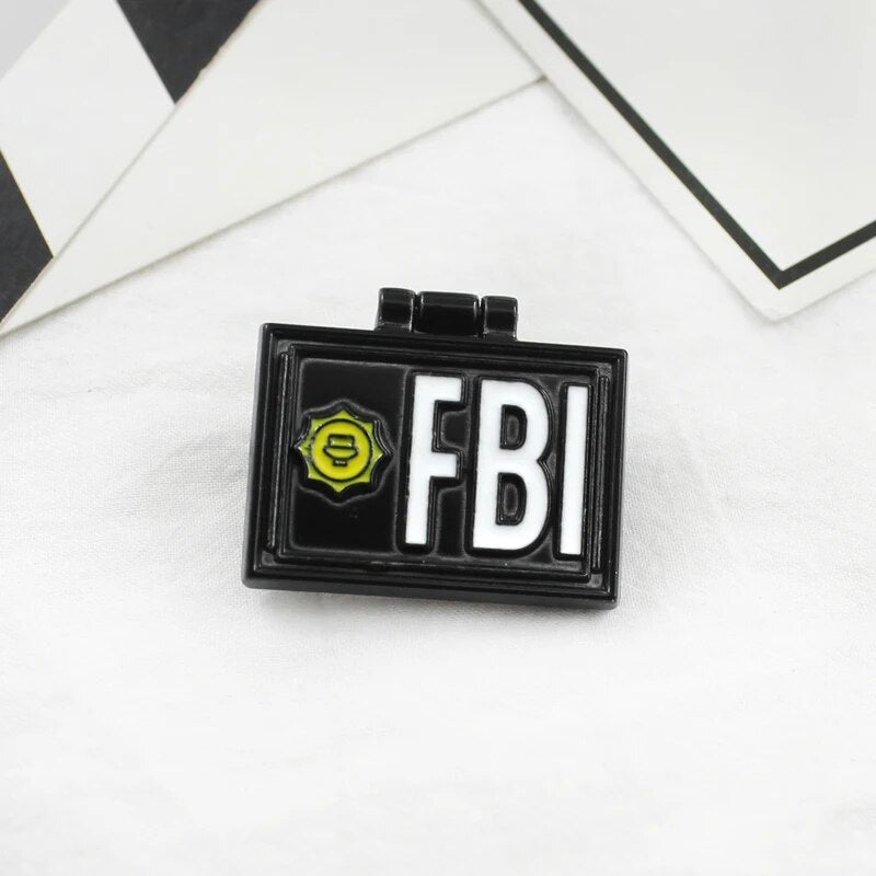 FBI Brooch Business Card Special Agent Simpsons X-Lime Badge Fun Cartoon ID Card Enamel Pins Punk Trendy Coat Lapel Jewelry Gift