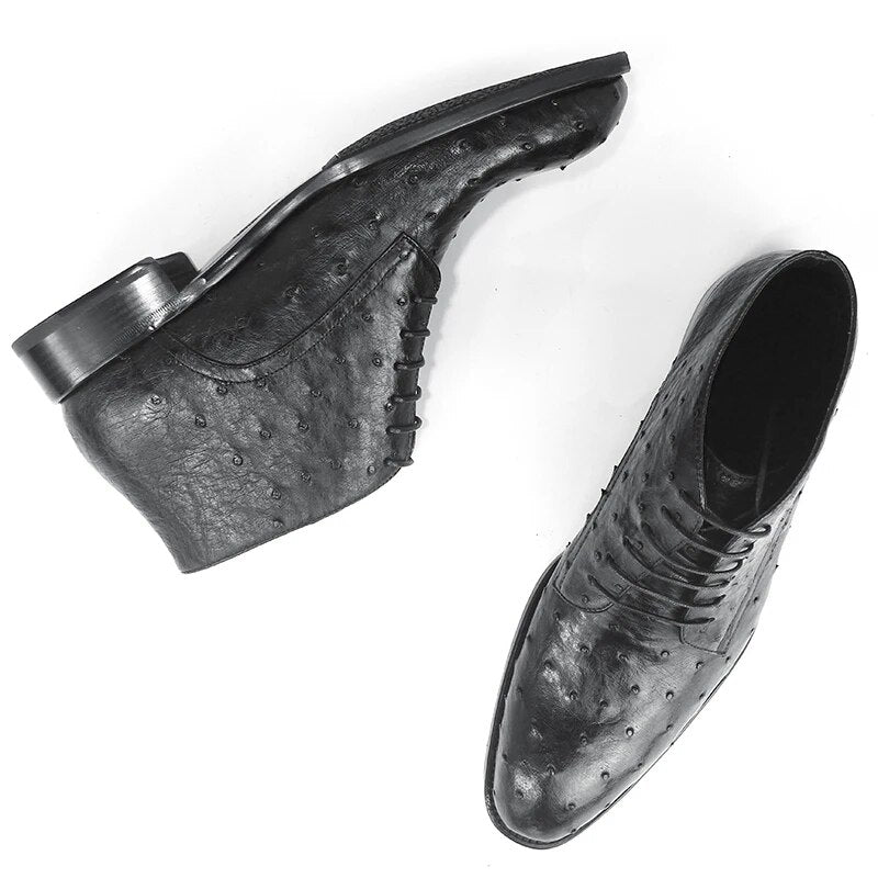 Sipriks Mens Ankle Boots Imported Ostrich Skin Desert Shoes High Quality In Stock Male Cowboy Boots Lace Up Derby Shoe Casual 43