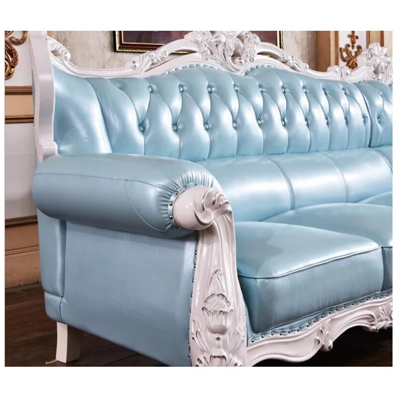 high quality  European  antique living room sofa furniture genuine leather set xhs005