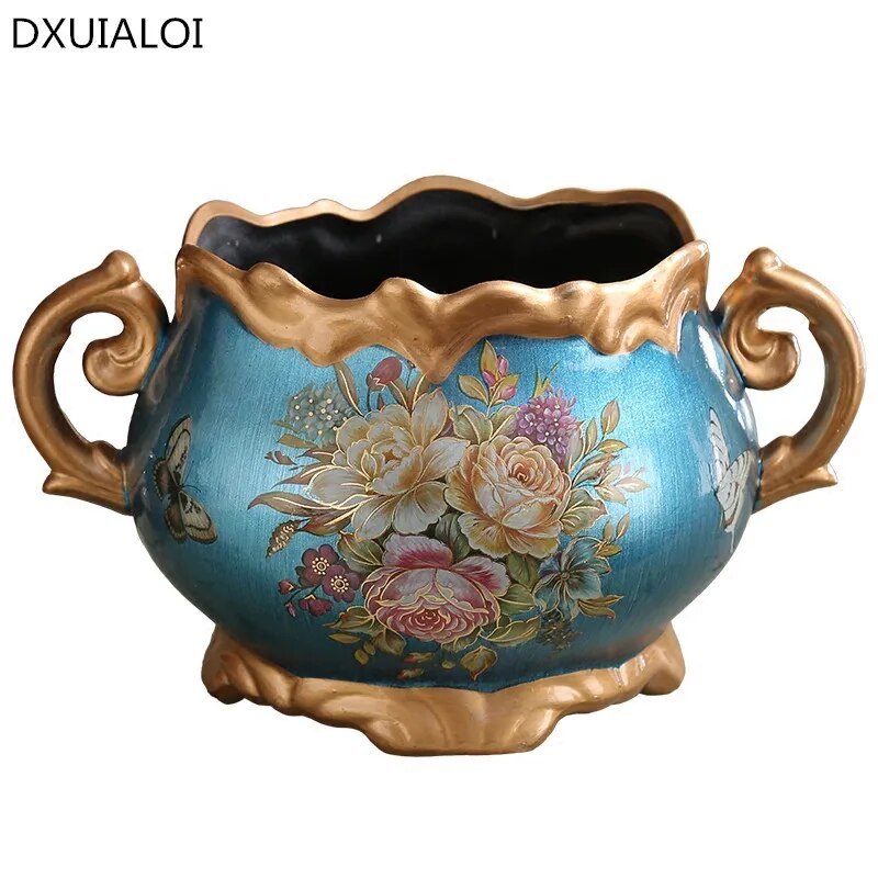European Resin Retro Houses Office Tablepans Artificial Flowers Christmas Decorations Wedding Decorations Handicrafts vase