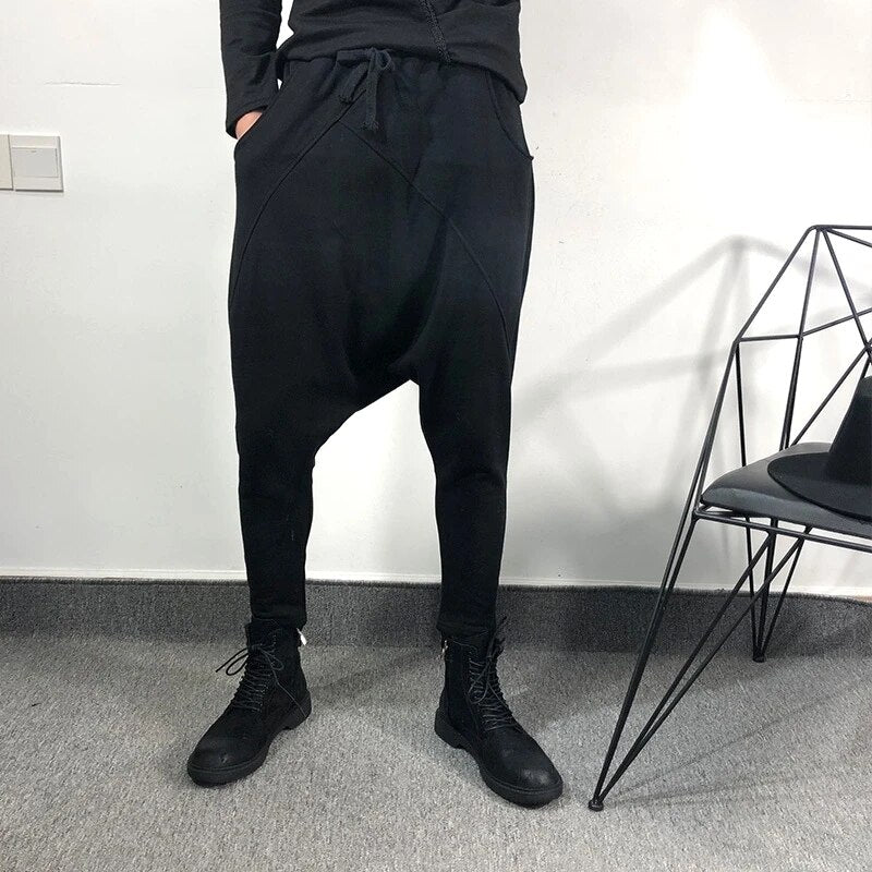 Owen Seak Men Casual Cross Pants high Street Wear Ankle Length Pants Men's Clothing Sweatpants Spring Harem Black Pants