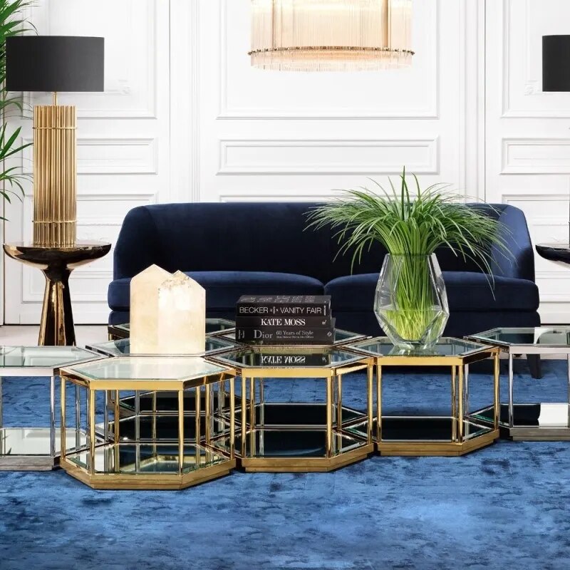U-BEST modern living room glass top coffee table home furniture luxury side center coffee tea table