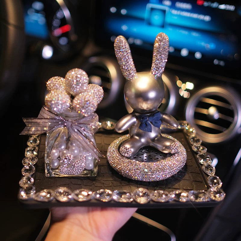 Car Perfume Goddess Style Dashboard High-End Internet Celebrity Diamond Rabbit Aromatherapy Decoration Car Interior Decoration Mercedes-Benz BMW