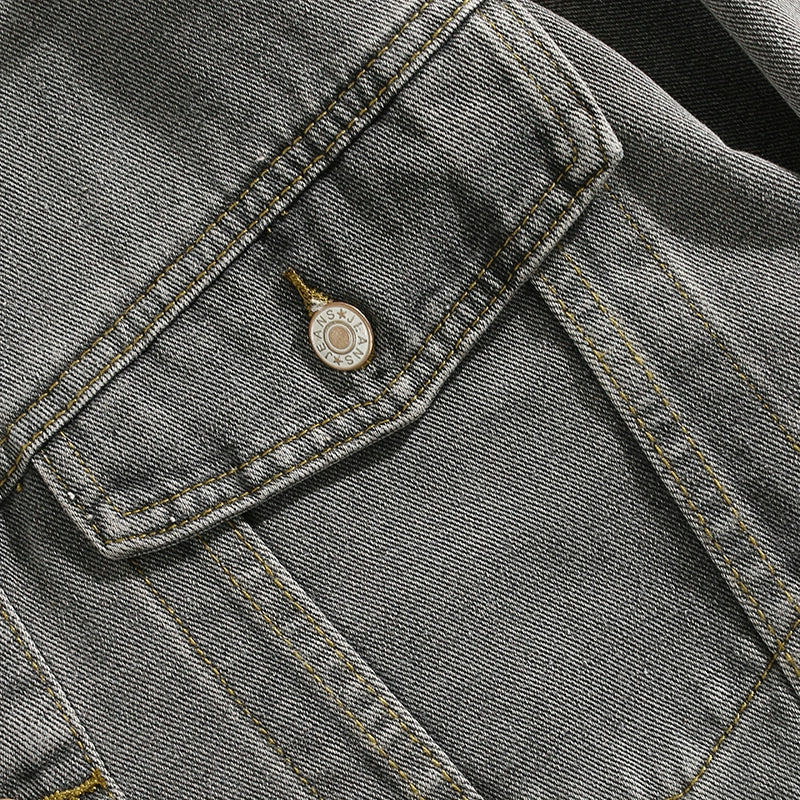 Trendy Spring and Autumn Distressed Loose Denim Jacket