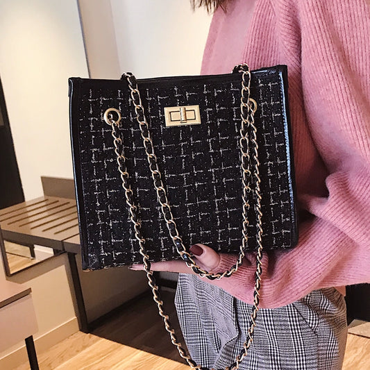One-Shoulder Woolen Chain Fashion Big Bags