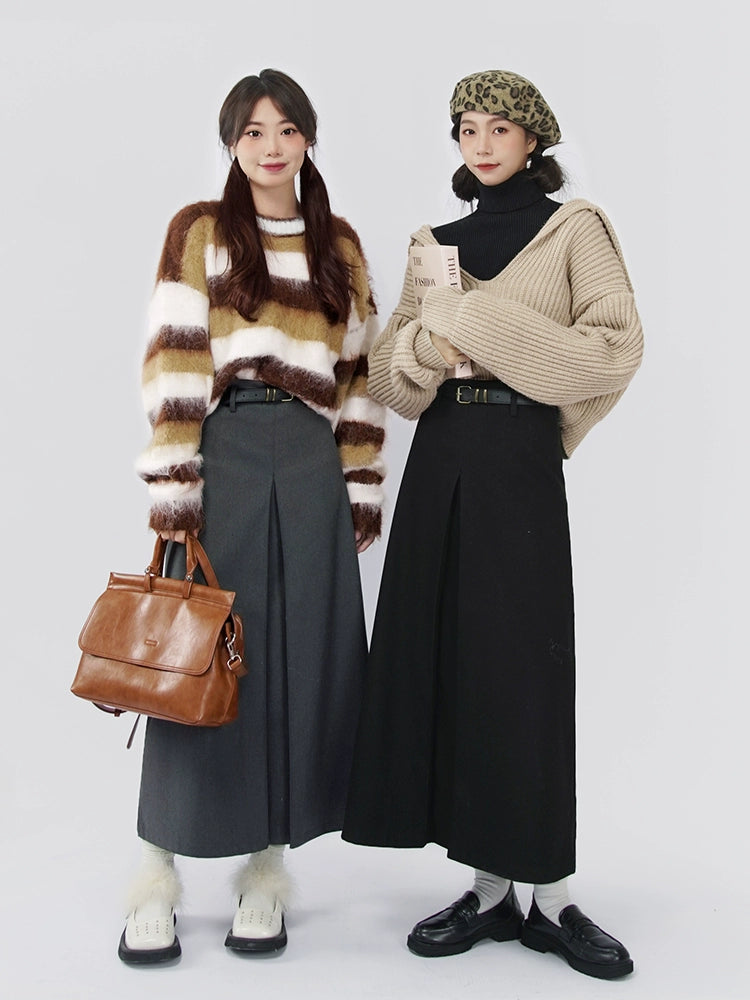 Hanada Window Woolen Suit Skirt Women's Autumn and Winter 2022 New Design Sense Split High Waist Straight Midi Skirt