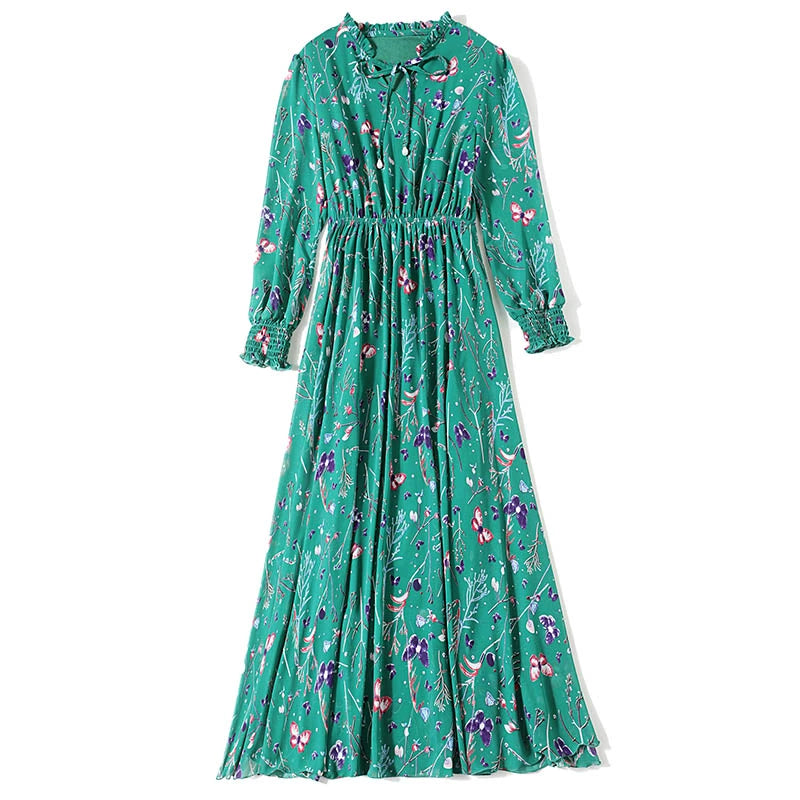 Spring and Autumn Base Slimming Long Elegant Chiffon Dress