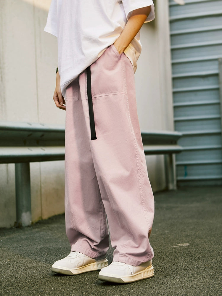 Autumn Japanese Loose Cargo Wide Leg Trousers Student Male and Female Hip Hop Hiphop Skateboard Dancing Solid Color Casual Pants