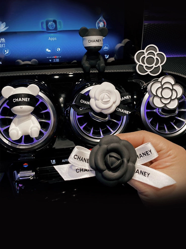 Classy Car Aromatherapy Car Goddess Style Car Decoration Camellia Bear High-End Perfume Decoration Long-Lasting Light Perfume