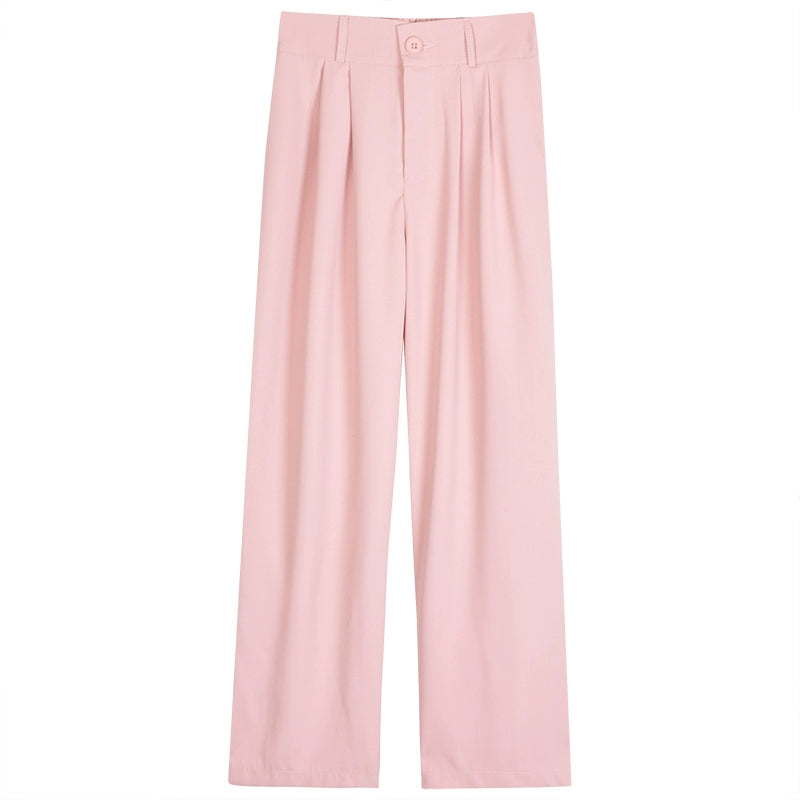 Early Spring Elastic Waistband Slimming Wide Leg Casual Trousers