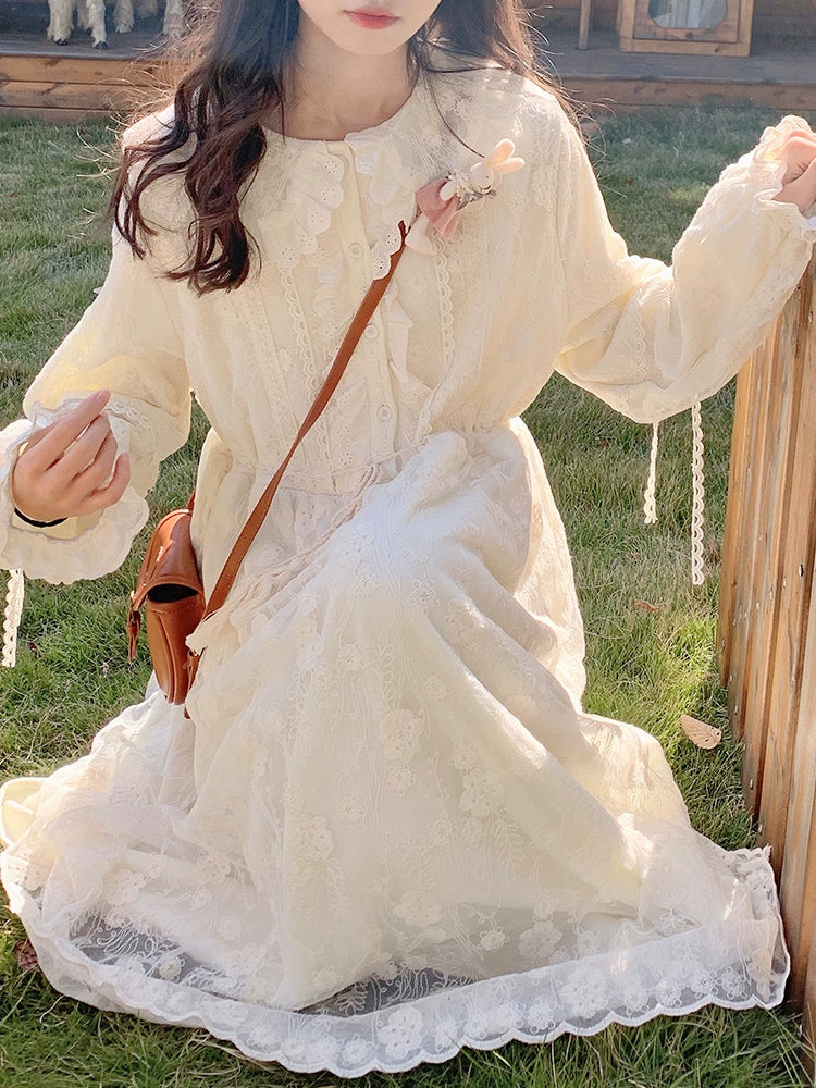 Sweet Artistic Fairy Dress Autumn Japanese Lace