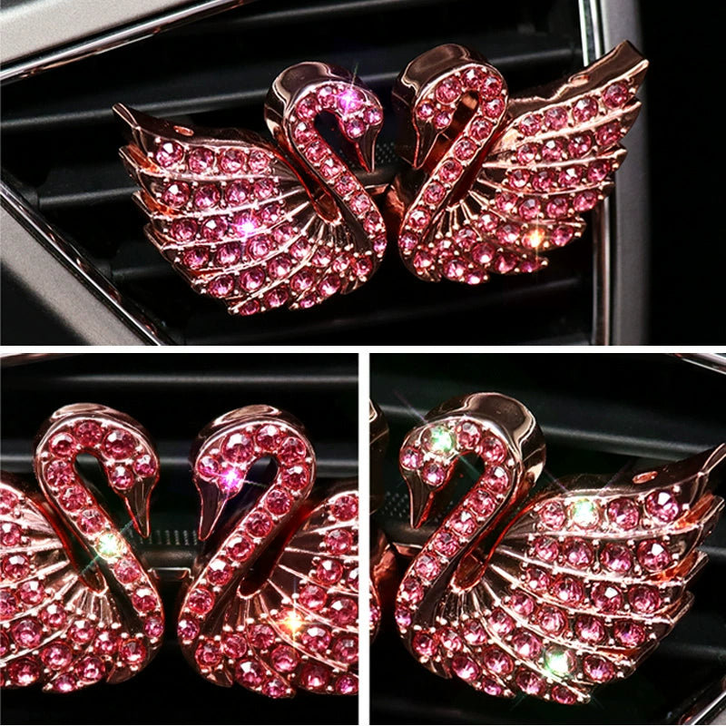 Suitable for Mercedes-Benz BMW Audi Car Diamond Air Outlet Swan Car-Mounted Air Conditioning Decoration Perfume Clip Car Decorations Female