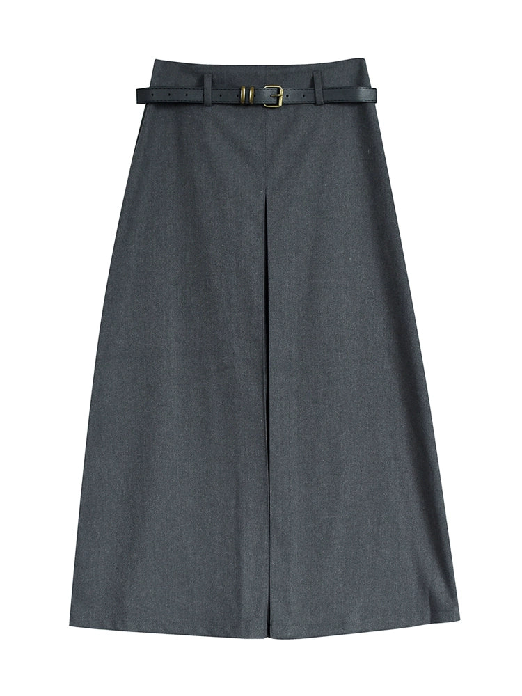 Hanada Window Woolen Suit Skirt Women's Autumn and Winter 2022 New Design Sense Split High Waist Straight Midi Skirt