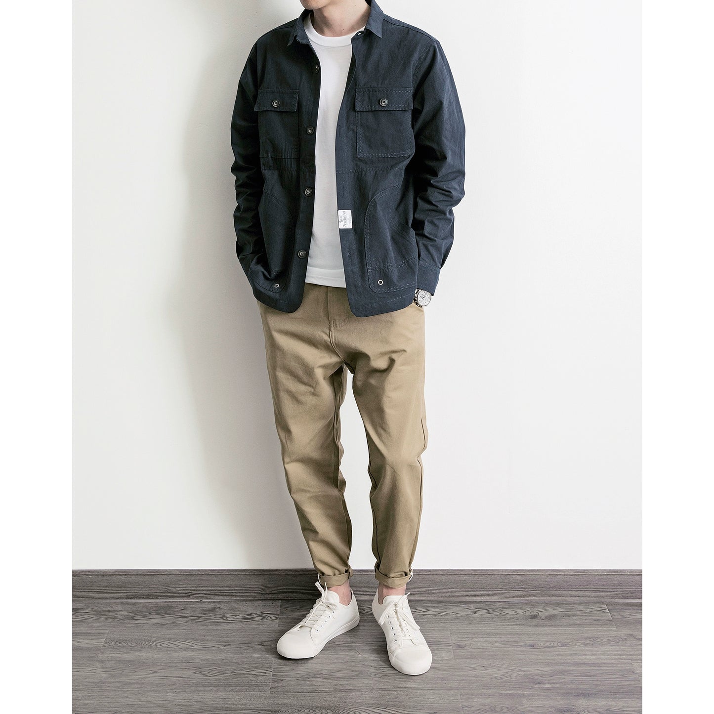 Fashion Freehand Homemade Retro Long-Sleeved Casual Wide Workwear