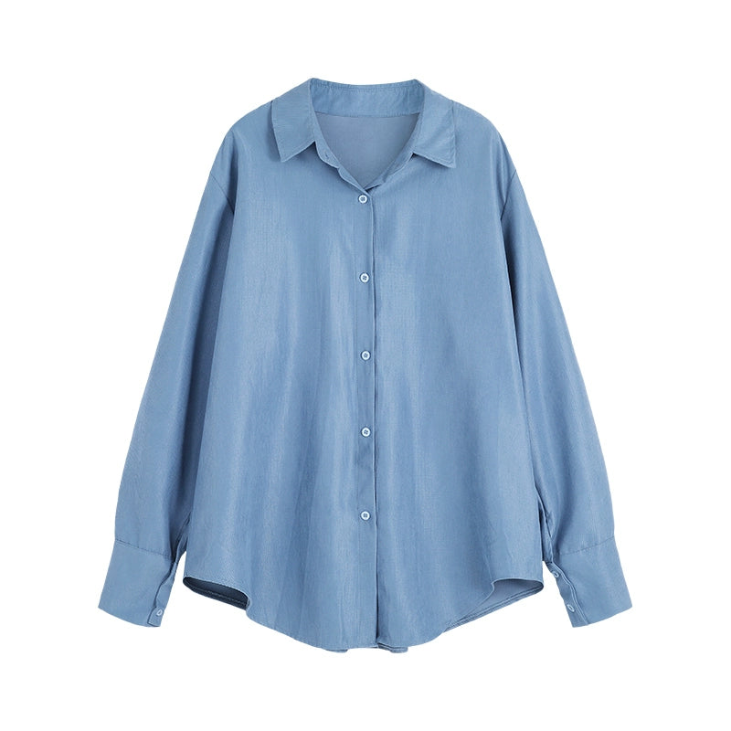 Plus Size Ladies Design Sense Niche Top Loose Long-Sleeved Shirt