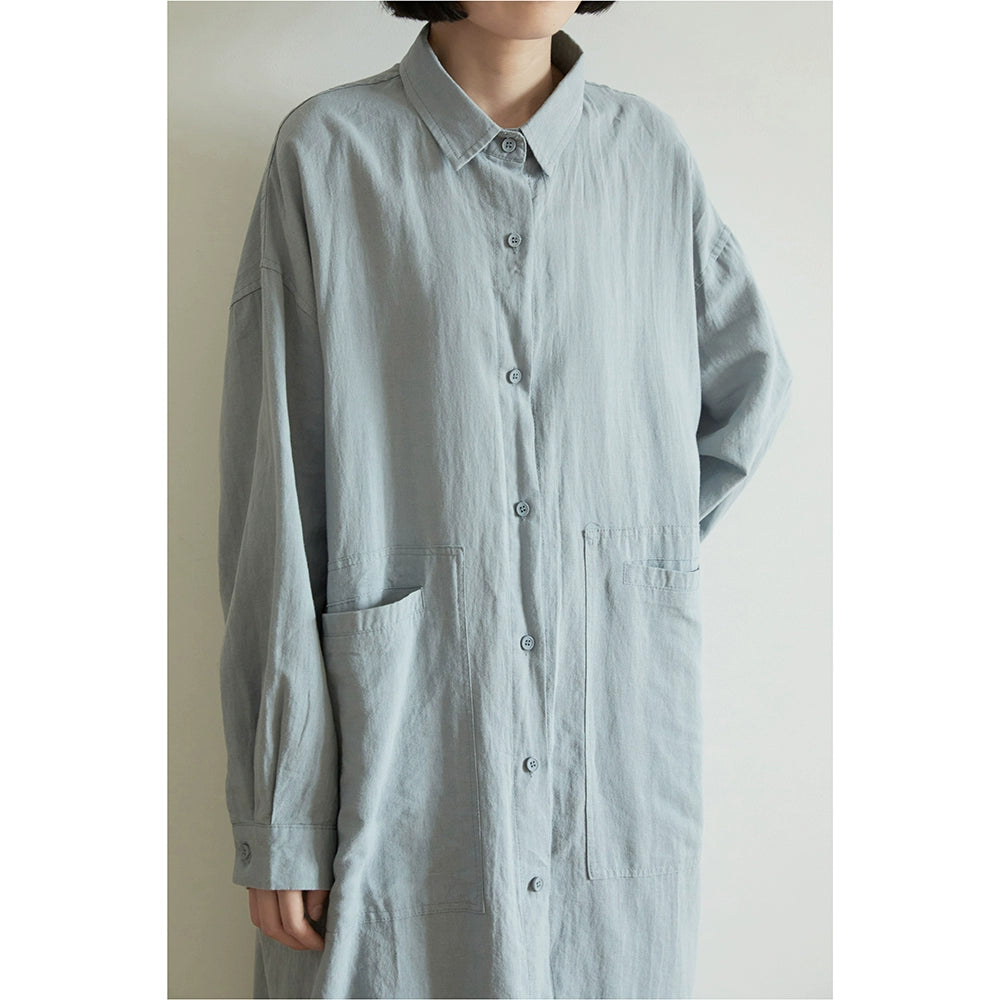 Women's Paperman Long-Sleeve Cotton-Linen Dress