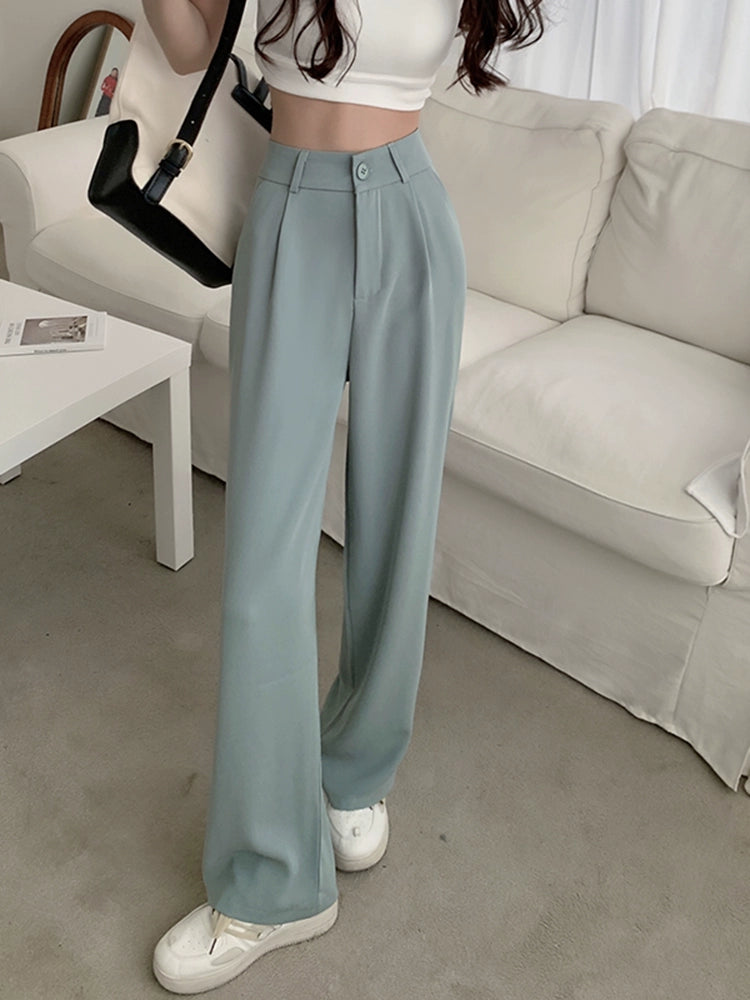 Autumn High Waist Suit Black Thin Slimming Casual Pants