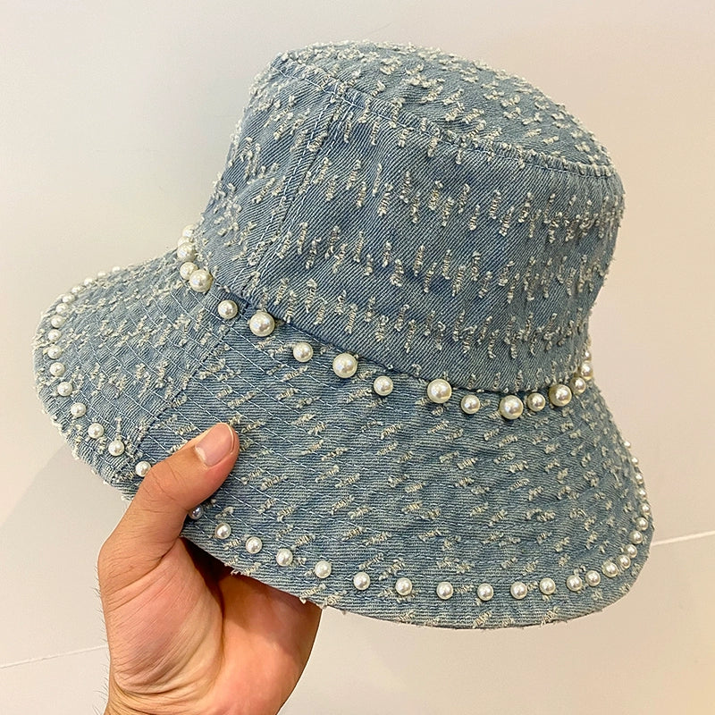 Pearl European and American Washed Distressed Women's Casual Fisherman Hat
