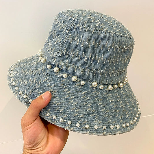 Pearl European and American Washed Distressed Women's Casual Fisherman Hat