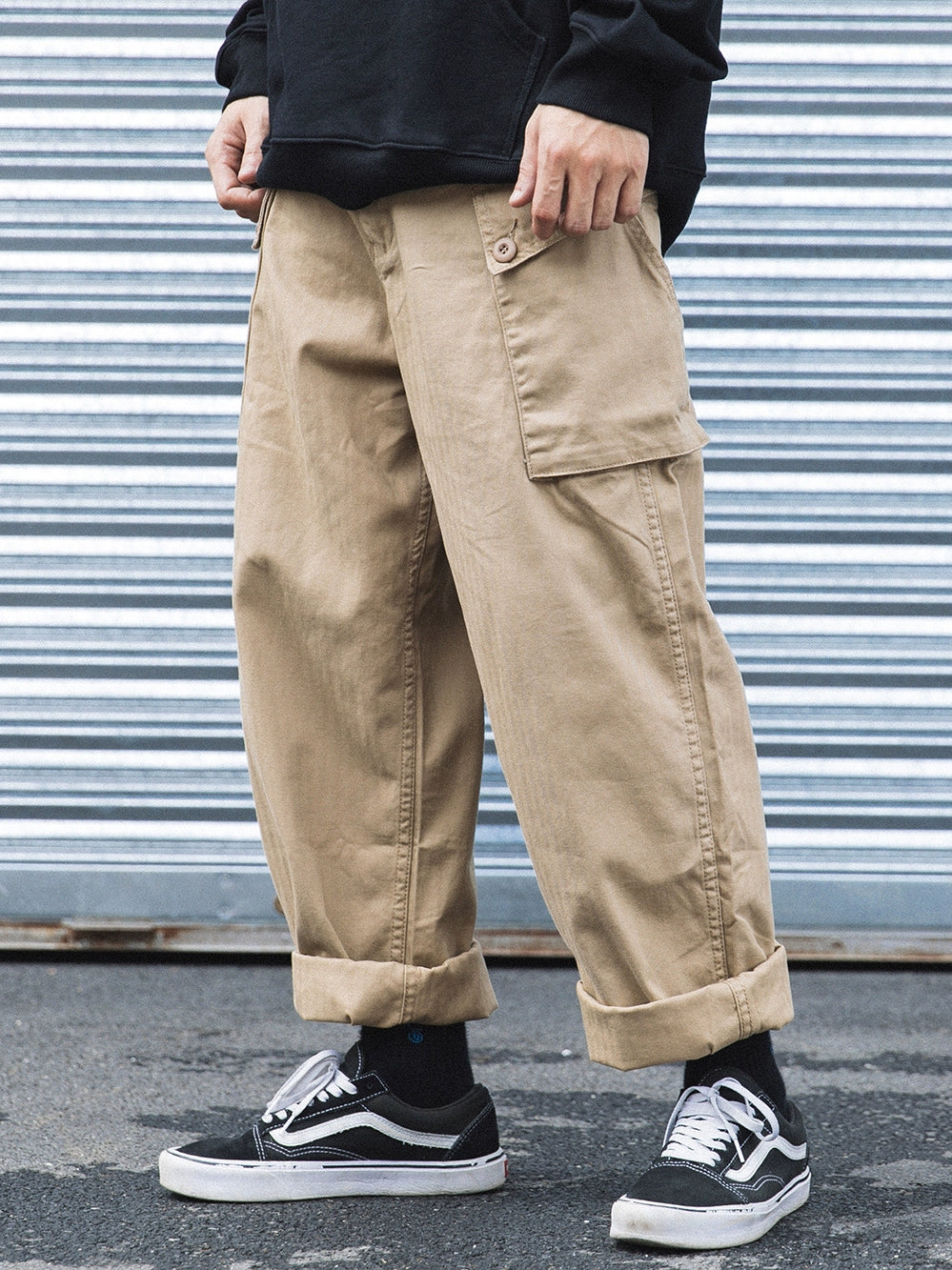 Dyzz Multi-Pocket Khaki Mountain Casual Working Pants