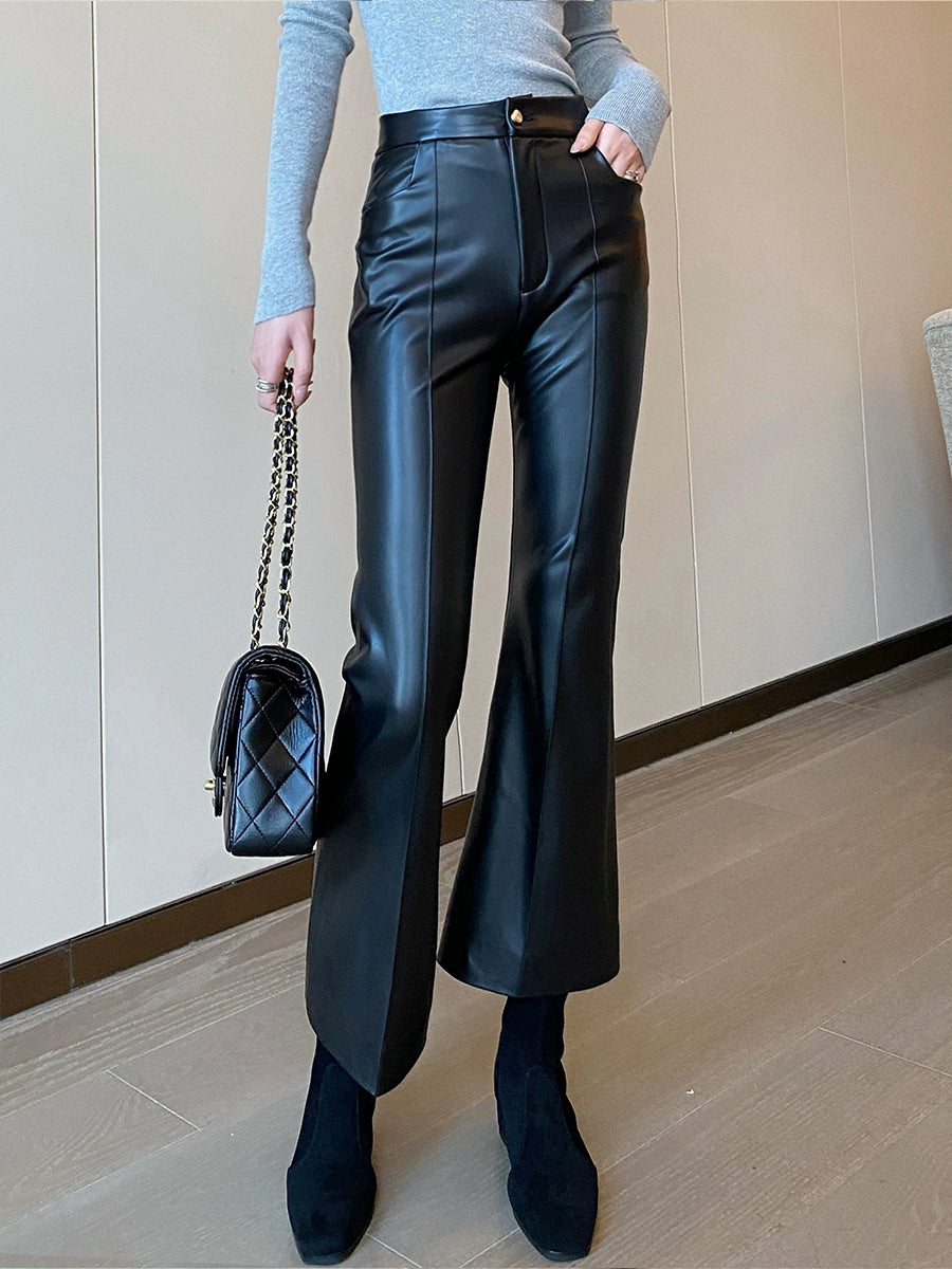 High Waist Fall Slim Fit All-Match Cropped Pants Slightly Flared