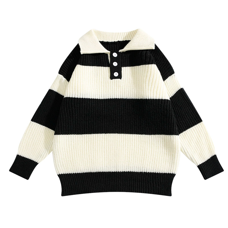 Polo Loose Color Matching Unique Design Sweater