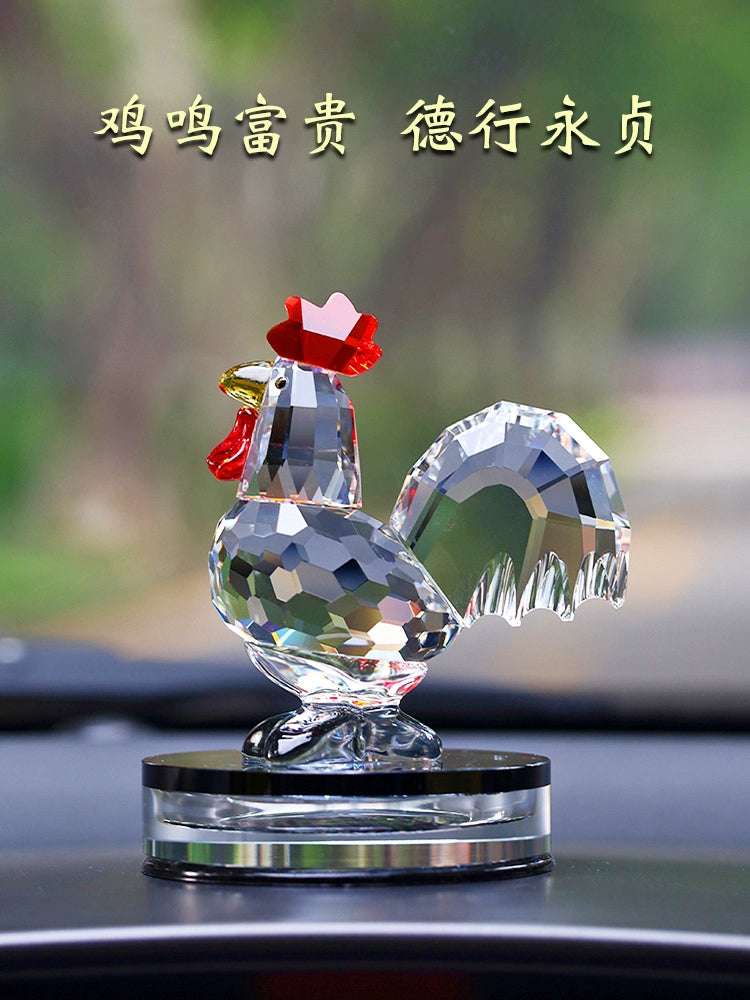 Car Decoration Car Interior Decoration Ornament Crystal Chicken Zodiac Car Perfume Holder Supplies Car Decorations
