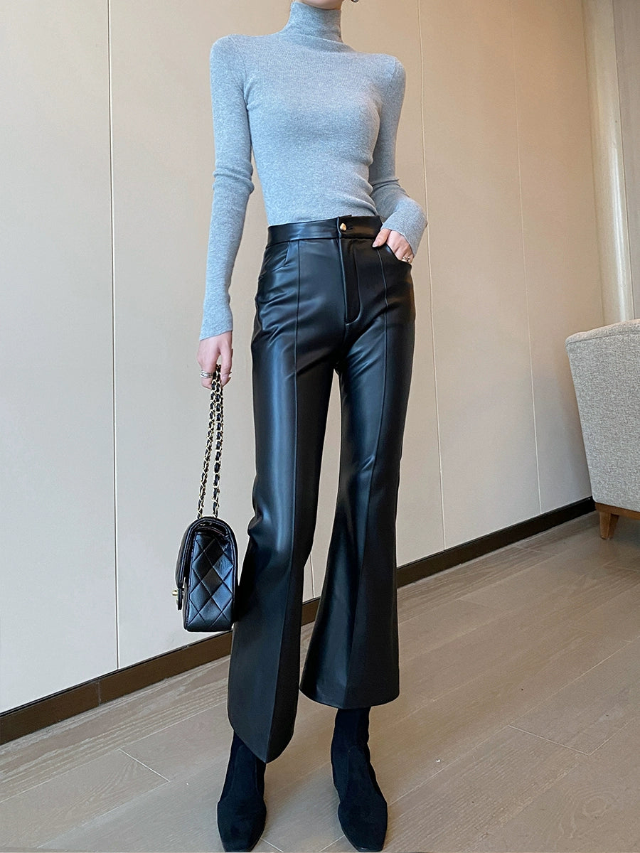 High Waist Fall Slim Fit All-Match Cropped Pants Slightly Flared