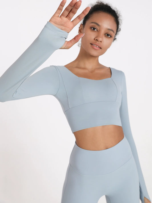 Ds01 Design and Color Splicing Long Sleeve Slim-Fit Women's Yoga Clothes
