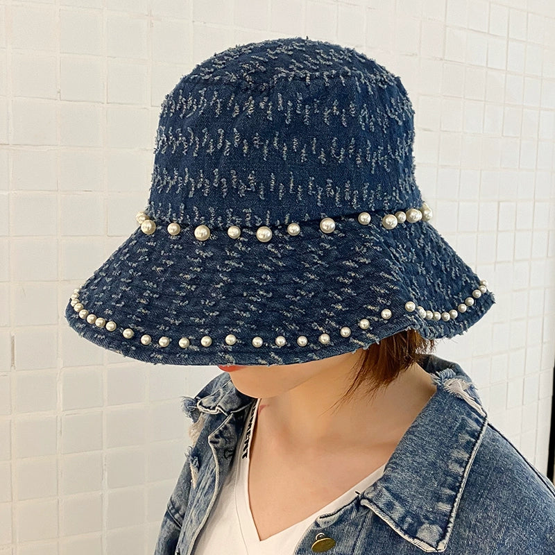 Pearl European and American Washed Distressed Women's Casual Fisherman Hat