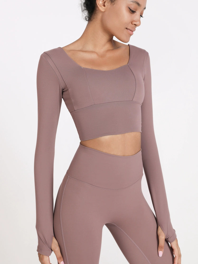 Ds01 Design and Color Splicing Long Sleeve Slim-Fit Women's Yoga Clothes