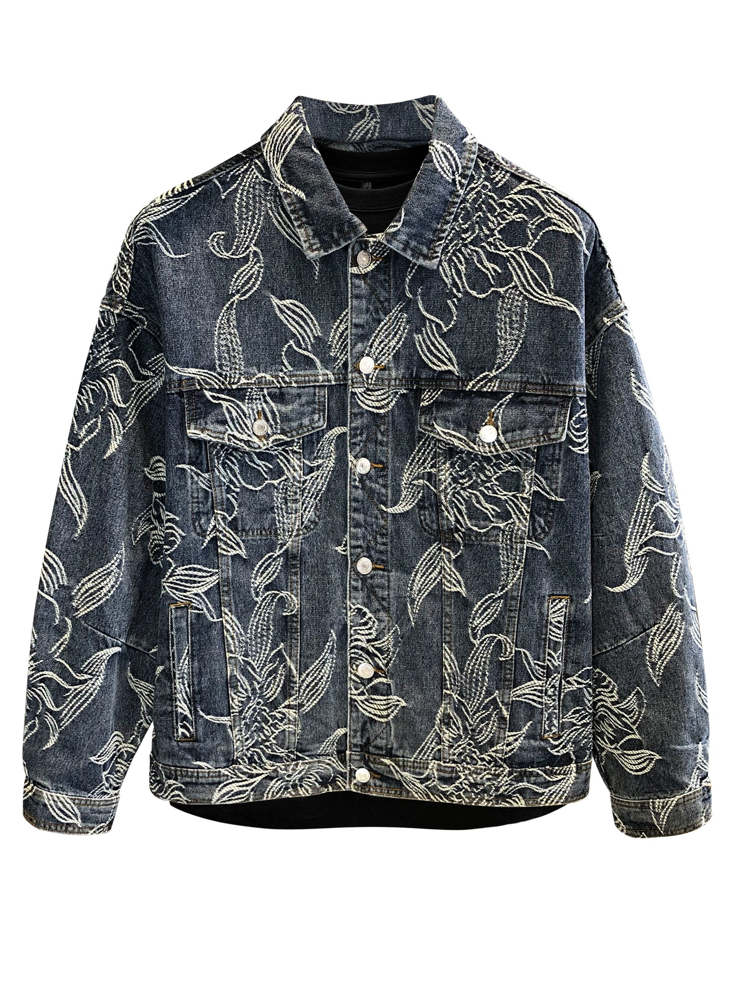 Trendy Niche Full Printed Autumn Loose Flower Embroidery