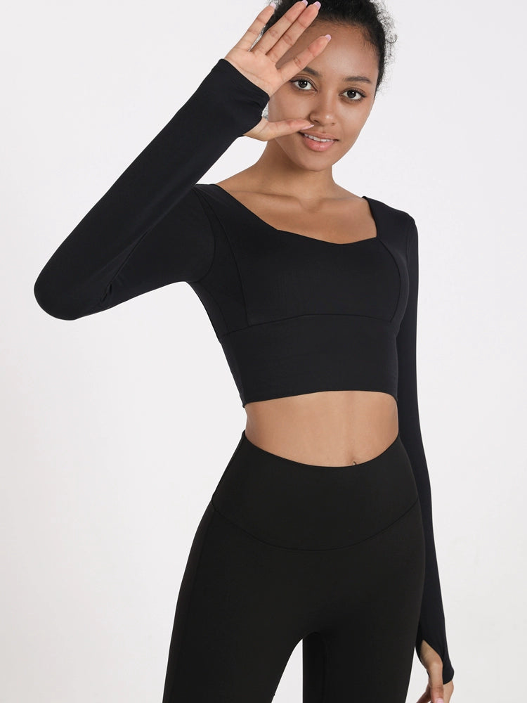 Ds01 Design and Color Splicing Long Sleeve Slim-Fit Women's Yoga Clothes